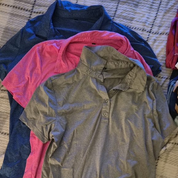 Tops - Set of Three Polo Shirts - Blue, Pink, and Gray
